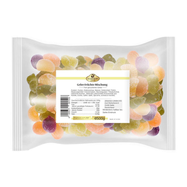 Lühders Gelee-Früchte-Mix in Beutel mit bunten Fruchtgummis, 500 g