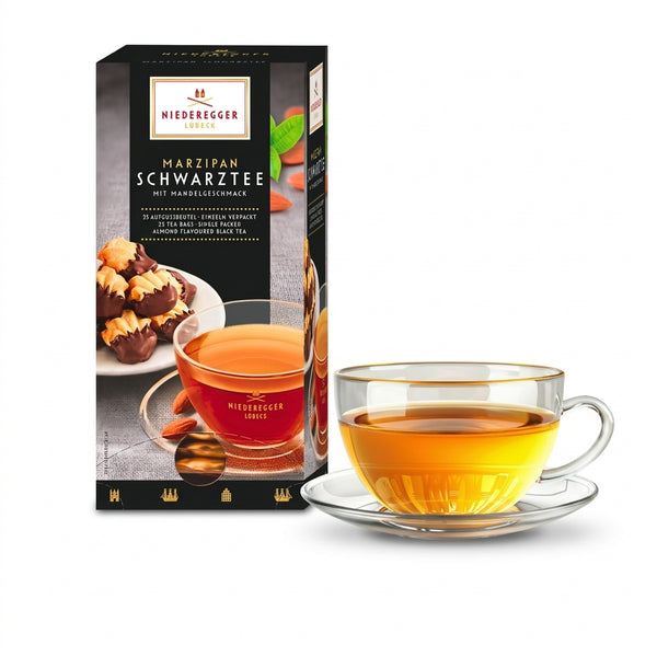 Niederegger Marzipan-Schwarztee 43,75 g mit Teetasse und Schachtel