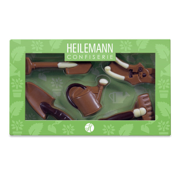 Heilemann Schokoladenfiguren Garten in grünem Karton, 100 g
