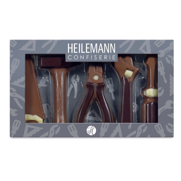 Schokoladen-Werkzeugfiguren Geschenkpackung mit Sichtfenster und Werkzeugformen
