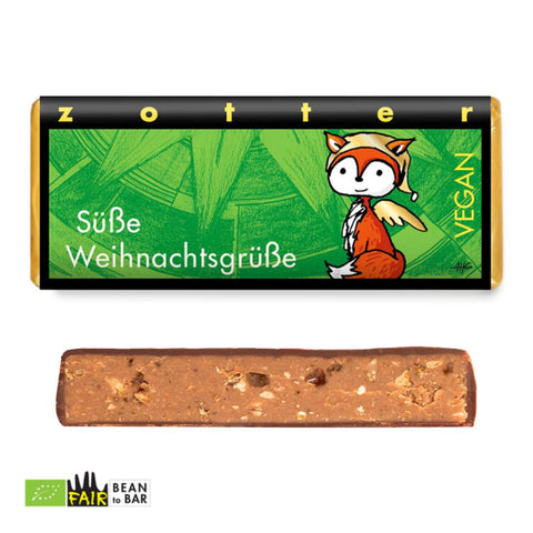 Zotter handgeschöpfte Schokolade "Süße Weihnachtsgrüße", 70g