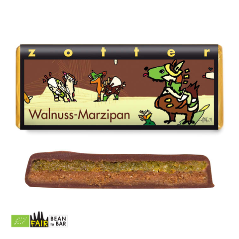 Zotter Schokolade handgeschöpft Walnuss-Marzipan, alkoholhaltig, 70 g