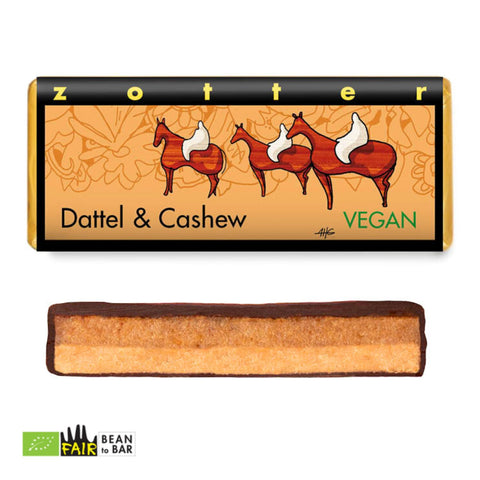 Zotter Handgeschöpfte Schokolade Dattel Cashew, 70 g