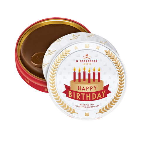 Niederegger kleine Marzipantorte Motto-Dose "Happy Birthday", 185 g