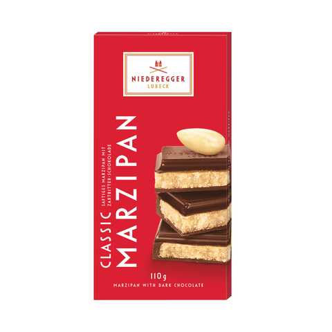 Niederegger Marzipan-Zartbitter Schokolade Classic Tafel, 110 g mit roter Packung