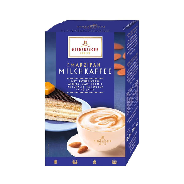 Niederegger Marzipan-Milchkaffee Packung 200 g in blauer Kartonverpackung