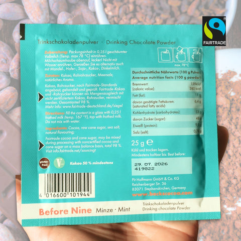 Becks Cocoa Kakaospezialitäten"Before Nine" Minze Probiertüte, 25 g