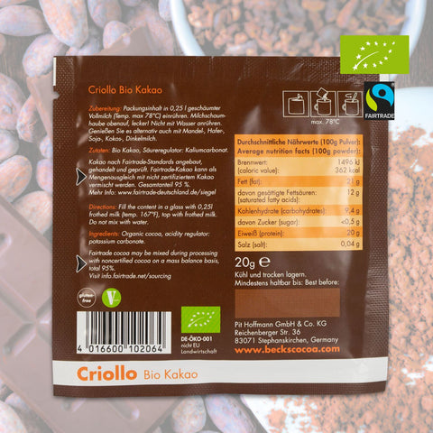 Becks Cocoa Kakaospezialitäten Criollo Probiertüte, 20 g