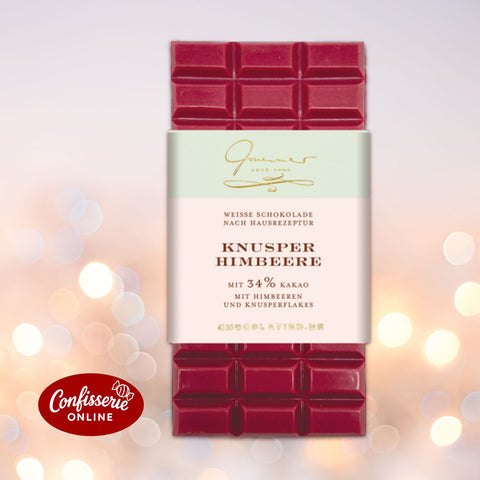 Gmeiner handgeschöpfte Schokolade Knusper Himbeere, 100 g