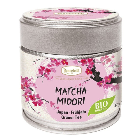 Ronnefeldt Bio Matcha Tee im Döschen, Midori, mit floraler Gestaltung