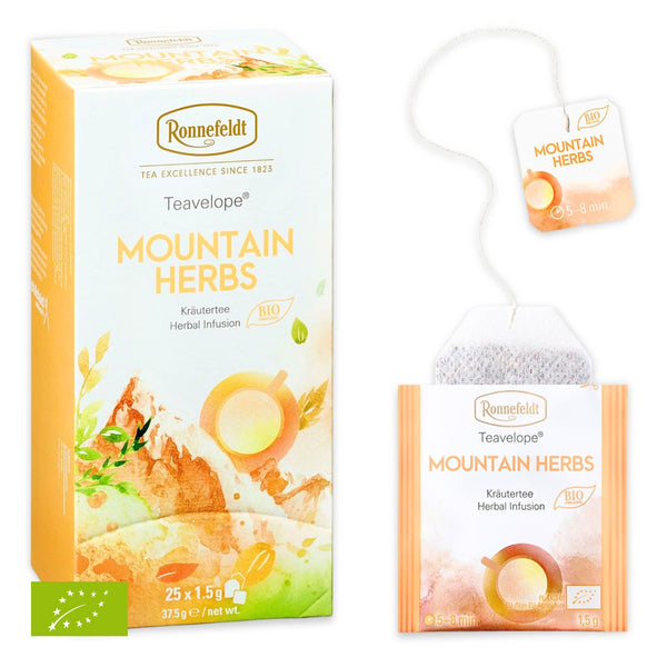 Ronnefeldt Teavelope® Mountain Herbs BIO Kräutertee, 25 Beutel in Kartonpackung
