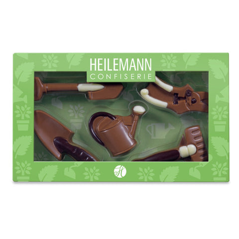 Heilemann Schokoladenfiguren Garten in grünem Karton, 100 g