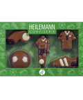 Heilemann Konfiserie Schokoladen-Fußballset im Blister: Ball, Spieler, Trikot, Stiefel