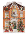 Adventskalender von Heilemann mit Dach, Vorderseite mit Zahlenfenstern und Weihnachtsbaum