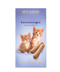 Katzenzungen-Schokolade in Vollmilch, Packung mit Katzenmotiv