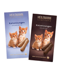 Zwei Packungen Katzenzungen-Schokolade: Vollmilch und Zartbitter, Katzenmotiv