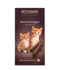 Katzenzungen-Schokolade in Zartbitter, Packung mit Katzenmotiv